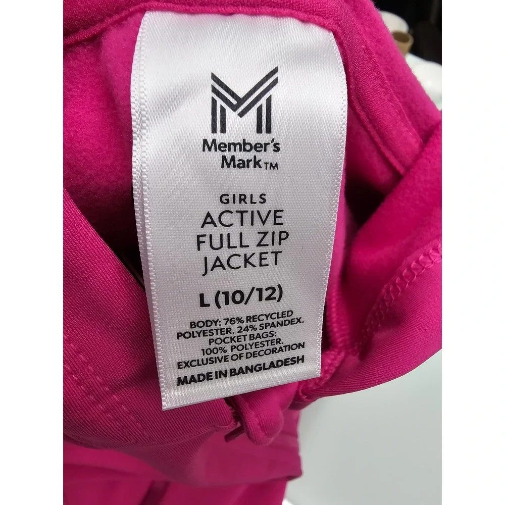 Member's Mark Girls Active Full Zip Jacket Polyester Blend Workout Size Large